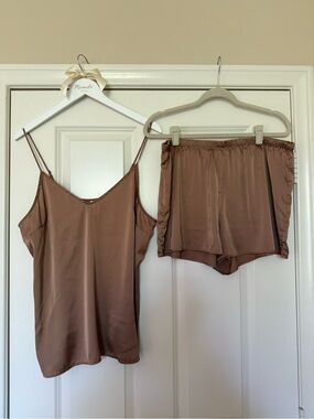 stars above Satin Cami & Shorts Set - Brown